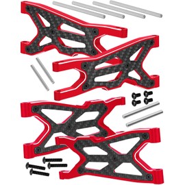 RCHuiWow RC Suspension Arms Upgrades Part for 1/8 Typhon 3S BLX,Typhon Mega 550,1/10 BigRock V3 3S BLX(Only V3),Alloy Aluminium Front Rear A Arms Hops Up,4pcs,Red