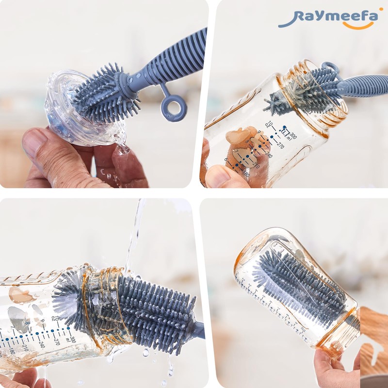 Raymeefa Silicone Bottle Brush,Double Sided with Sturdy Handle,Easy to Clean