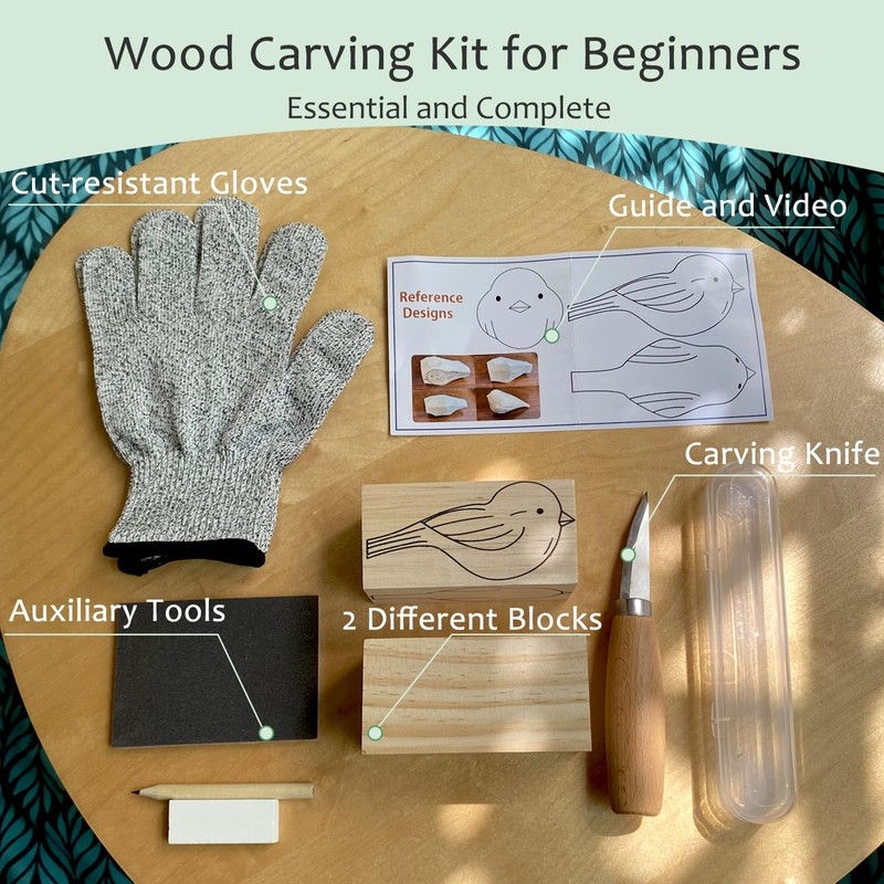 Msamiagfn Wood Carving Kit for Beginners, Essential Wood Whittling Kit