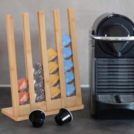 Relaxdays Capsule Holder for Cafissimo Coffee Capsule Holder for 28 Capsules, Bamboo Capsule Stand, HBT: 34.5 x 26 x 11 cm, Natural