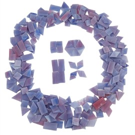 Stained Glass Mosaic Tiles 200g 230pcs Square Triangle Diamond Rectangle Shape Glass Pieces for Mosaic Making Projects (Purple)