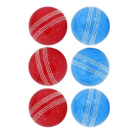 Kosma pack of 6 Windball Cricket Ball | Soft Training Sparkle Shine Glitter Balls for Coaching Practice - 3Pc Each of Blue with White seam, Red with White seam