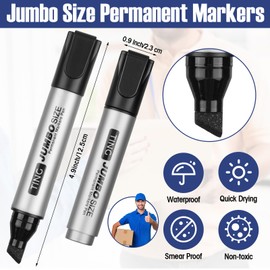 Cholemy 80 Pcs Jumbo Permanent Markers Bulk Large Permanent Markers Chisel Tip Markers Waterproof Jumbo Markers King Big Marker Poster Markers Large Paint Markers for Works on Wood Metal Stone