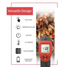 Wintact Digital Infrared Laser Thermometer, -58 to 1022℉(-50 to 550℃) Non-Contact IR Thermal Heat Surface High Temperature Gun for Kitchen Cooking Food Meat Baking Candy BBQ Frying Oil, NOT for Human