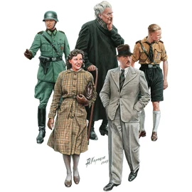 Mini Art 1:35 Figures German Civil 1930-40 Res. (5) Faithful Replica, Model Building, Plastic Kit, Crafts, Hobby, Gluing, Model Kit, Assembly, Unpainted