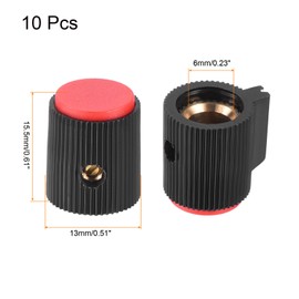 MECCANIXITY Potentiometer Knobs Bakelite 13x15.5mm Volume Control Knob Cap for Guitar Bass,Volume Control,Mechanical Switch, Appliances,Audio 6mm Hole with 5pcs Set Screw Black Red 5PCS