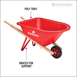 Corona Kids Poly Wheelbarrow Lightweight Great Gift for Kids, Enjoy The Outdoors with Adults