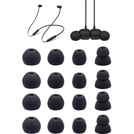 Zotech Replacement Earbud Tips for Beats Flex All-Day Wireless Earbuds, 8 Pairs (16pcs), Black, Small, Medium, Large, Double Flange