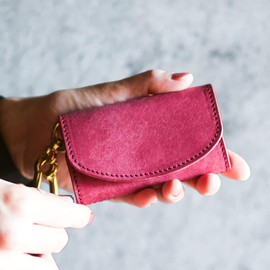 AURAMU MARGOT TOTTI Carabiner Key Case & Coin Case, Italian Leather, Coin Purse, Genuine Leather, Women's, Men's, Smart Key Compatible, Wallet, mystic