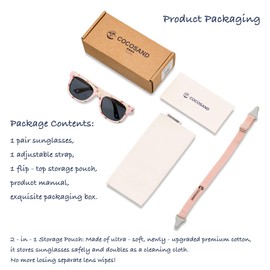COCOSAND Polarized Baby Sunglasses with Strap Soft Flexible UV Protection for Toddler Infant Girl Boy Age 0-24 Months Outdoor Beach, White with Strawberry Print