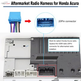 20Pin Car Radio Wiring Harness for Honda 1998-2010 Acura 1999-2008 Aftermarket Car Stereo Wiring Harness Connector for Accord Civic CR-V Odyssey Integra Car Stereo Radio Wiring Harness Cable Install