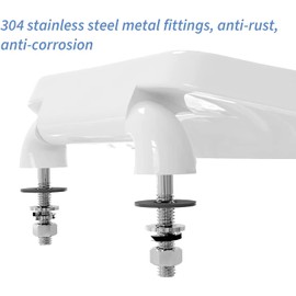 Commercial Heavy Duty Open Front Toilet Seat Without Cover, Thickened Material, Never Loosen, ELONGATED, White(18.5”), 2-Pack