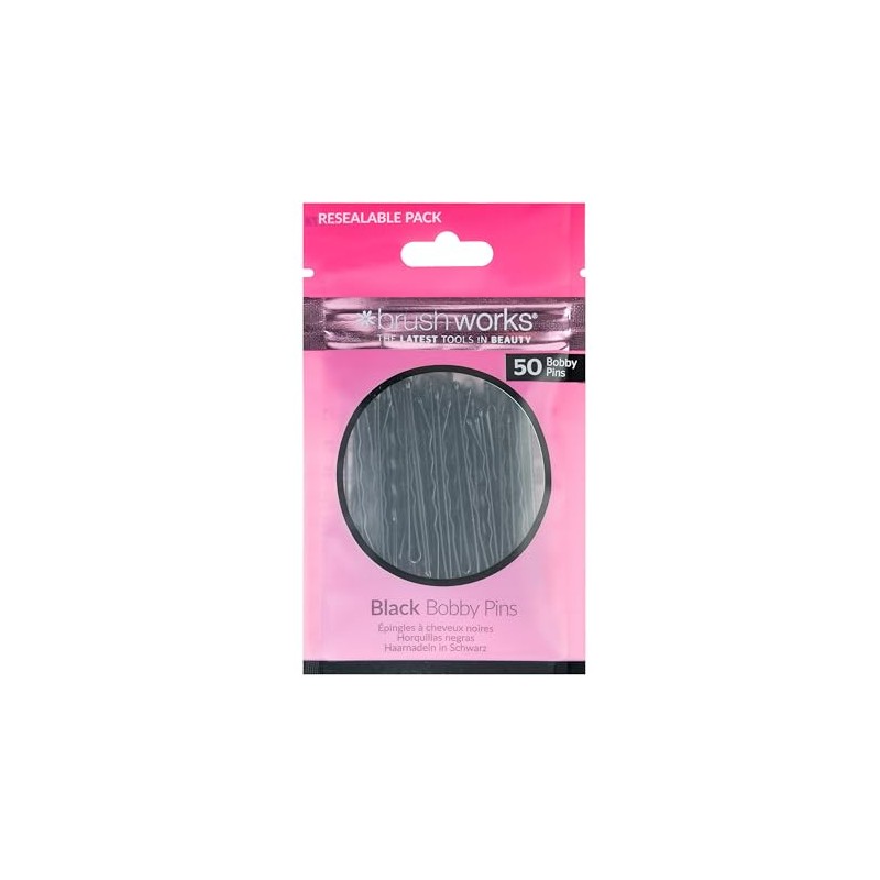 Brushworks Black Bobby Pins - 50 Pieces