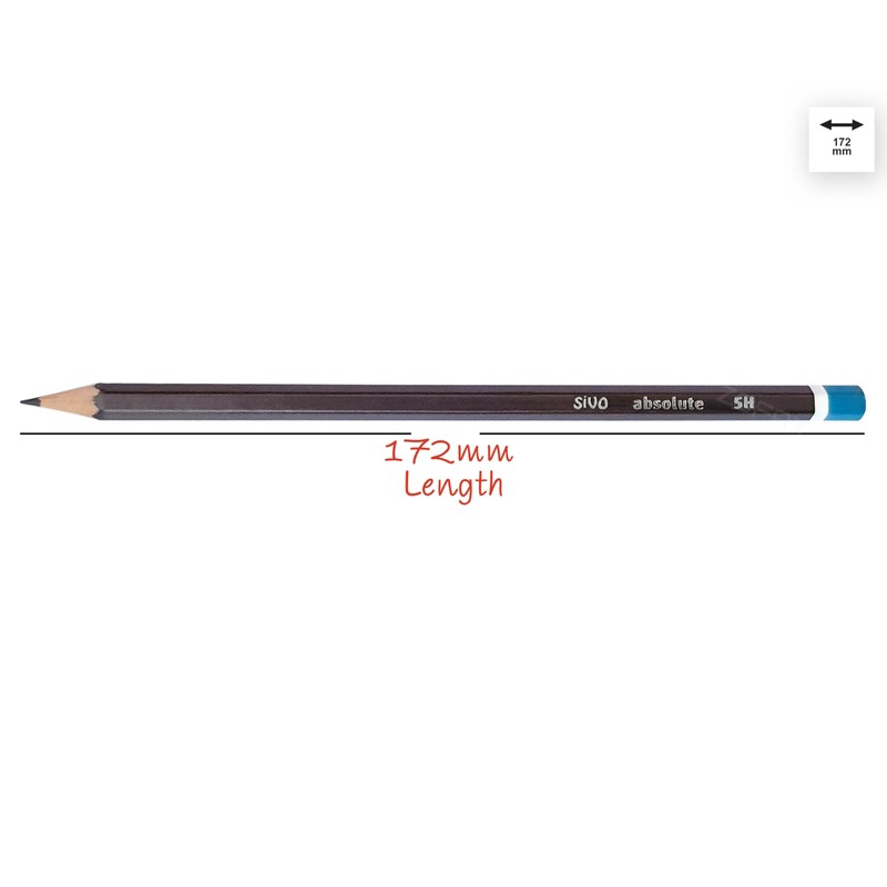 SIVO Absolute Graphite Drawing Pencils, 5H Graded, Pack of 12,