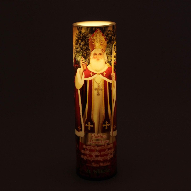 St Nicholas, LED Flameless Devotional Prayer Candle, THE SAINTS COLLECTION
