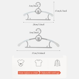 JSF Baby Hangers,20 Pack Baby Clothes Hangers for Closet Kids,Save Space Plastic Hangers Toddler Infant Nursery Child Small Children(Grey)