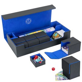 LEFOR·Z 6 in1 Card Deck Box Set,X-Large Premium Card Game Deck Storage Box with 5 Small Card Deck Case Compatible with MTG/TCG/Yugioh/Magic/Commander(Black＆Blue)