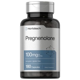 Horbäach Pregnenolone 100mg | 180 Capsules | Non-GMO and Gluten Free Supplement