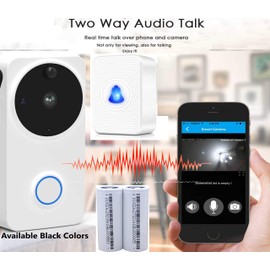 QT S HD Video 1080P Smart Doorbell, Chime & 2 Battery with Kits - Wi-Fi Smart PIR Night Vision Waterproofs Outdoor Video Doorbell 2-Way Audio Motion Detection 3D Noise Reduction Support 64GB & 3 Apps