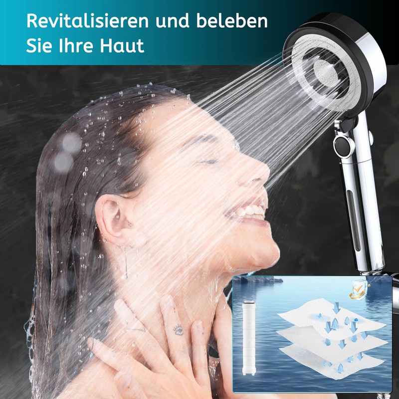 BECMai Duschkopf Filter mit schlauch, Hochdruck Duschkopf, Wassersparend Duschbrause Anti