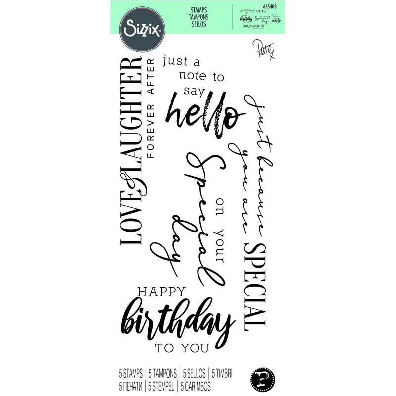 Sizzix Clear Stamps 5PK Sunnyside Sentiments #6 by Pete Hughes