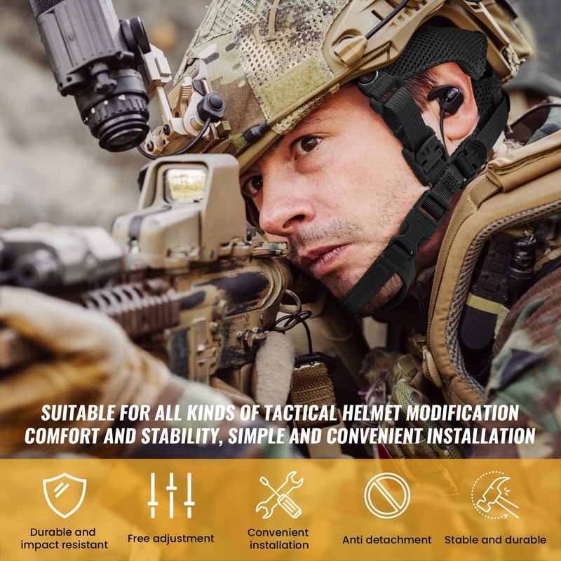 Yzpacc Tactical Helmet Chin Strap, Adjustable Dial, 4 Point Suspension