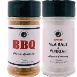 Premium | POPCORN SEASONING Variety 2 Pack | British Sea Salt & Vinegar Popcorn Seasoning | BBQ Popcorn Seasoning | Calorie Free | Fat Free | Saturated Fat Free | Cholesterol Free | Low Sugar