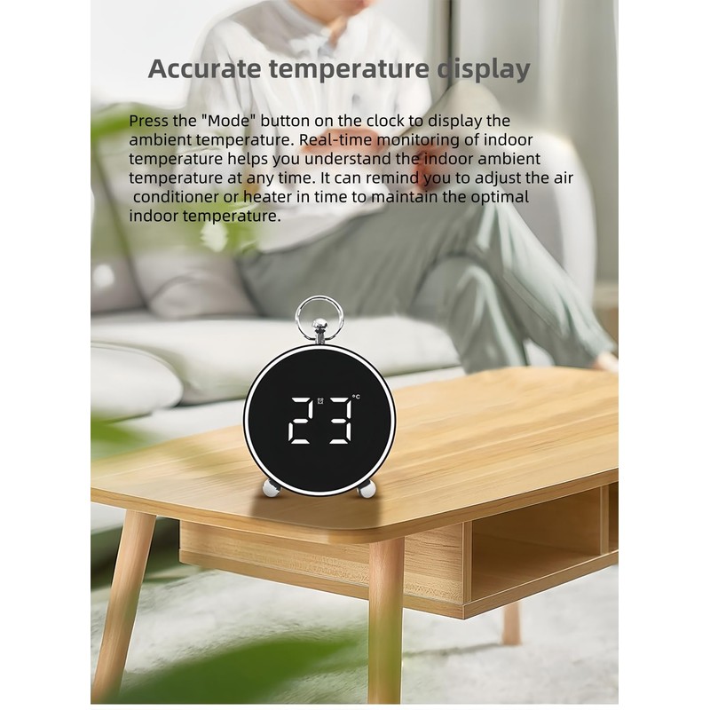 YHFITN LED Digital Alarm Clock with Date, Temperature, Snooze Function,