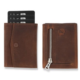 Solo Pelle® Leather, Slim Wallet with and without Coin Compartment, Wallet with RFID Protection, Space for at least 12 Cards, Mini Wallet for Men and Women, Wallet Leather, Vintage Brown