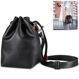 Yullmu Camera Pouch, Drawstring Camera Bag, Lens Case, Lightweight, Suitable for SLR Cameras/Digital Cameras, Waterproof, Black, L