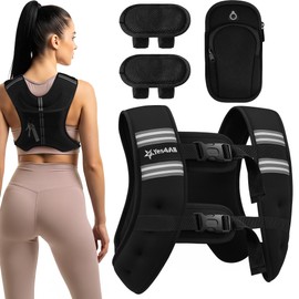 Yes4All Weight Vest, 20lb Fixed Weighted Vests for Women & Men with 2 Adjustable Buckle Strap & Reflective Stripe, 2 Shoulder Pads & Phone Pocket – Ideal for Workout, Walking, Strength Training