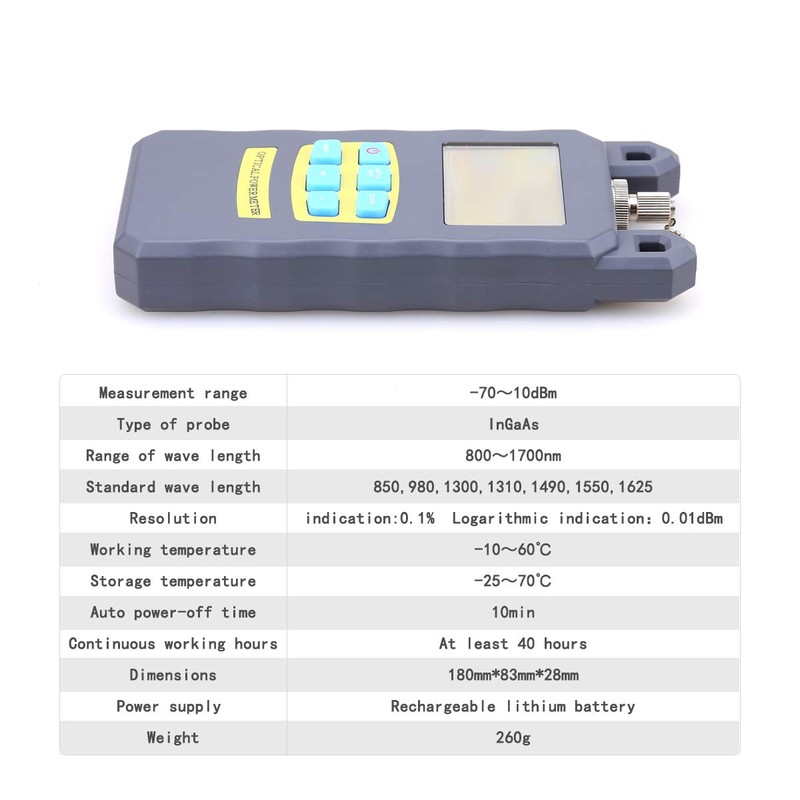 Portable Handheld Adjustable Optical Power Meter -70~+10 Cable Tester with