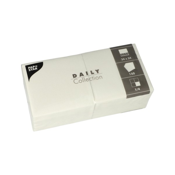 PAPSTAR, 150 Serviettes "Daily Collection" 1/4 Fold 24 cm x