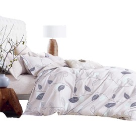 Swanson Beddings Elegant Leaves 3-Piece 100% Cotton Bedding Set: Duvet Cover and Two Pillow Shams (King)