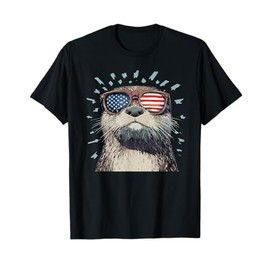 Cool Otter with Bold America Shades T-Shirt