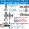 Brass Angle Stop Add-A-Tee Valve,3/8 x 3/8" x 3/8 Compression