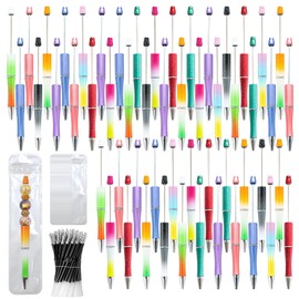 DASTTUIS 300 Pieces DIY Beadable Pen Kit – 100 Plastic Ballpoint Pens with Refills & Bags – School Supplies, Office Accessories & Decorative Items for Students & Teachers (Gradient)
