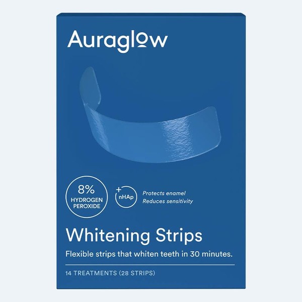 Auraglow Teeth Whitening Strips, Sensitive Whitening Strips, 14 Whitening Treatments,