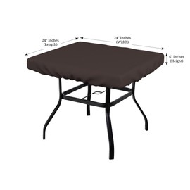 Covers & All Square Table Top Cover, 18 Oz Heavy Duty Waterproof UV & Weather Resistant, for Patio Outdoor Garden Lawn Backyard Furniture Coffee Side Table (6" H x 24" D x 24" W, Coffee)