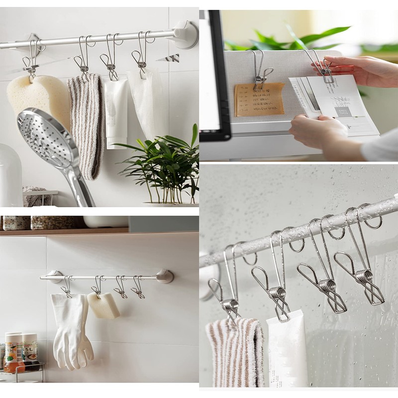 304 Stainless Steel Metal Long Tail Clip with Hooks Clothes