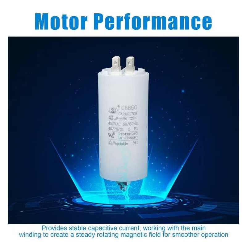 CBB60 Run Capacitor 40uF 450V AC 50/60Hz Double Insert Cylinder