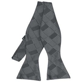 tiemart Men's Self-Tie Bow Tie (Black Michael Glen Plaid)