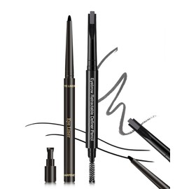 Eyebrow Eyeliner Kit for Women-Gray Waterproof Micro Eyebrow Retractable Pen with Brush&Black Longlasting Smudge Proof Eyeliner with Sharpener,Shaping&Filling Sparse Natural Looking Brow Makeup Set-01
