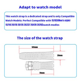 MMBAY Rubber 28MM Watch Bands Compatible Fit for Audemars Piguet AP Royal Oak Offshore 15703(Men's style) 15710 26170 26176 26237 26470 26703 Silicone Strap Wirstband for Men Women Bracelet Watch accessories, Silver (Gold, 28mm)