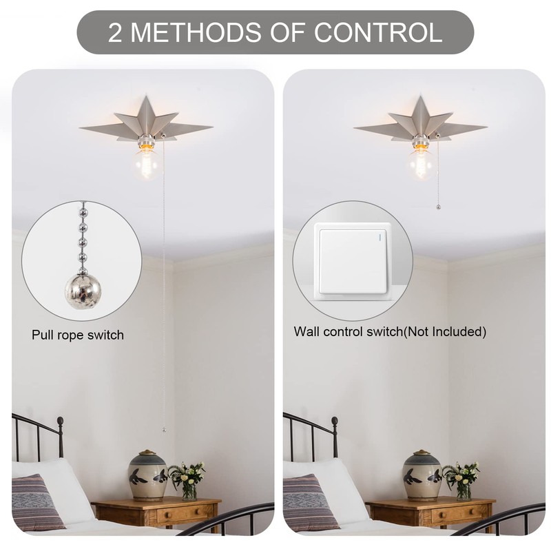 VILUXY Flush Mount Ceiling Light, Satin Nickel Star Light Fixtures