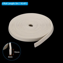 PATIKIL 5/8"Wx1/5"Tx16.4Ft Silicone Foam Seal Strip, High Density Square Solid Sponge Rubber Weather Stripping Cord for Sealing Gap Blocker Insulation, White