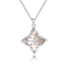 LOLIAS Sterling Silver Clover Necklace for Women Dainty 925 Silver Necklaces for Women Adjustable Charm Pendant Necklaces Silver Jewelry for Women Chain Necklace 50CM