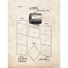 Toilet Paper Roll Patent Print Old Look (18" x 24") M12307