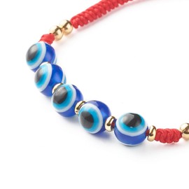 Hemasa Red Colour Braided Evil Eye Resin Beads Adjustable Bracelets for Women/Girls
