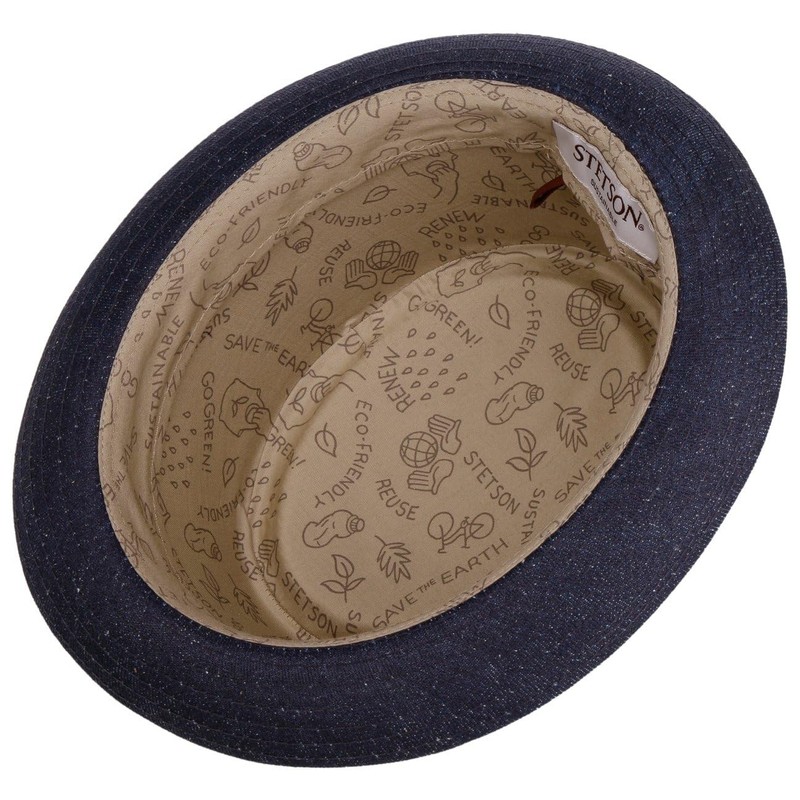 Stetson Sustainable Denim Pork Pie Fabric Hat, Pork Pie Hat,